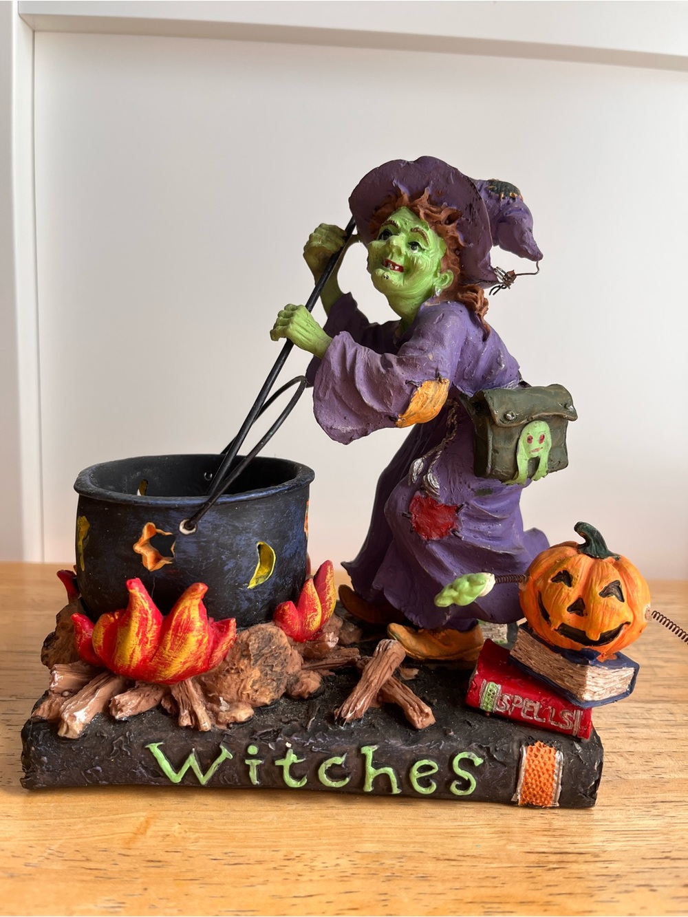 Halloween Witch Figurine - Purple & Green